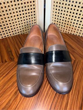 Madewell Brown Leather Loafers with Black Band